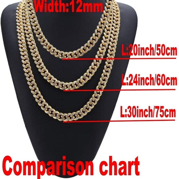 Cuban Chains 18K gold Plated Iced-Out Necklace set - Picture 4 of 7